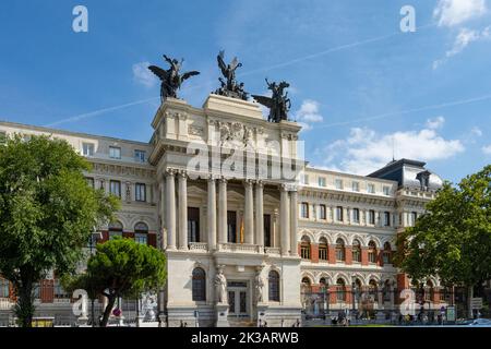Madrid, Spanien, September 2022. Außenansicht des Landwirtschaftsministeriums im Stadtzentrum Stockfoto