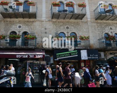 Agripas Straße in Jerusalem, Israel. Stockfoto