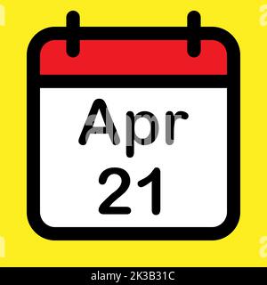 Kalendersymbol 21. April, Vektorgrafik Stock Vektor