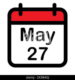 Kalendersymbol mit siebenundzwanzigster Mai, Vektorgrafik Stock Vektor