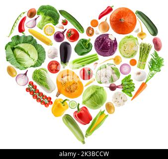 Herzform aus Gemüse, gesunde Ernährung Konzept Stockfoto