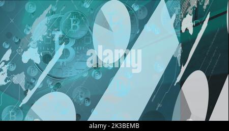 Bild der Datenverarbeitung über Bitcoins Stockfoto