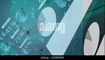 Bild der Datenverarbeitung über Bitcoins Stockfoto