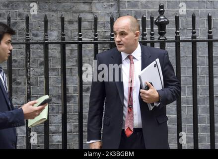 Jake Berry MP (Con: Rossendale und Darwen) Minister ohne Portfolio, in Downing Street, September 2022 Stockfoto