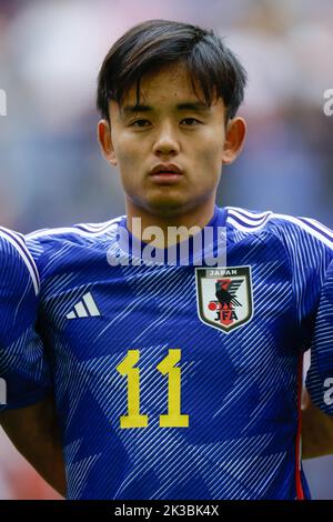 Düsseldorf, Deutschland. 23. September 2022. Takefusa Kubo (JPN) Fußball: Ein Porträt von Takefusa Kubo aus Japan während des Internationalen Freundschaftsspiels zwischen Japan 2-0 USA in der Merkur Spiel-Arena in Düsseldorf. Quelle: AFLO/Alamy Live News Stockfoto