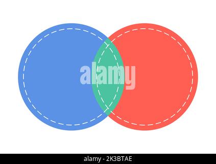 Venn Diagramm zusammenführen Kreise Diagramm Infografik Zeichen.. Stock Vektor