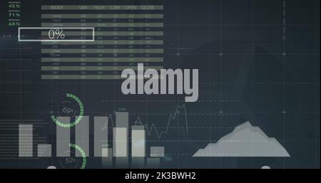 Bild der Datenverarbeitung auf schwarzem Hintergrund Stockfoto