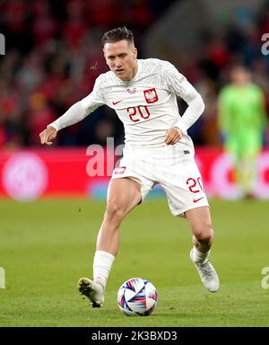 Polens Piotr Zielinski während des UEFA Nations League Group A-Spiels im Cardiff City Stadium, Wales. Bilddatum: Sonntag, 25. September 2022. Stockfoto