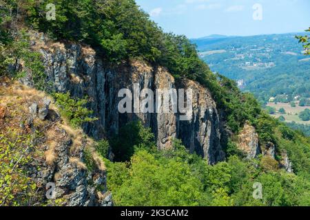 Bort-les-Orgues. Die Basaltorgane werden durch Phonolitflüsse gebildet. Correze. Nouvelle Aquitaine. Frankreich Stockfoto