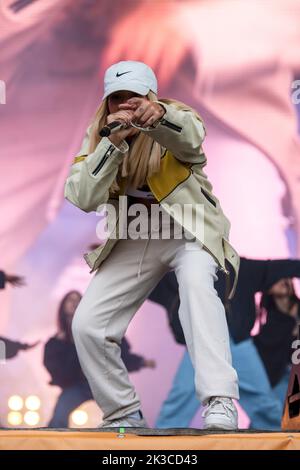 Der Schweizer Rapper Loredana tritt beim Lollapalooza Festival in Berlin auf Stockfoto