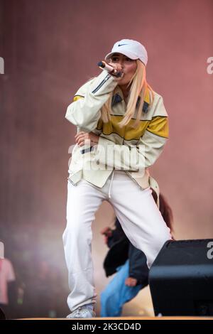 Der Schweizer Rapper Loredana tritt beim Lollapalooza Festival in Berlin auf Stockfoto