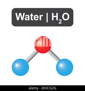 Molekulares Modell des Wassermoleküls (H2O). Vektorgrafik. Stock Vektor