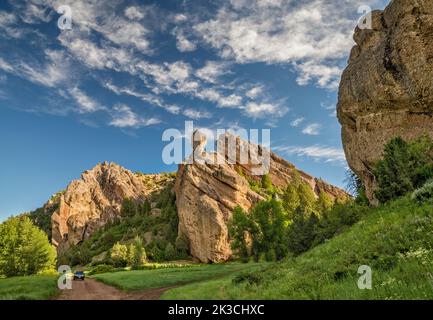 Conglomerate Rocks, Reddick Canyon, Chicken Creek Road, FR 101, San Pitch Mountains, Uinta National Forest, Utah, USA Stockfoto