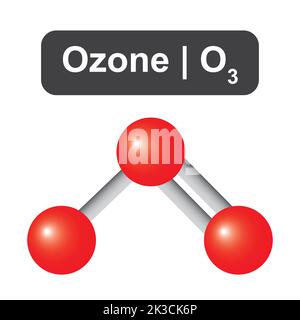 Molekulares Modell des Ozonmoleküls (O3). Vektorgrafik. Stock Vektor