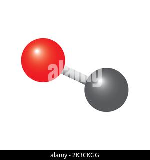 Molekulares Modell des Kohlenmonoxid-(CO-)Moleküls. Vektorgrafik. Stock Vektor