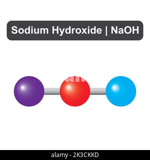 Molekulares Modell des Natriumhydroxid-Moleküls (NaOH). Vektorgrafik. Stock Vektor