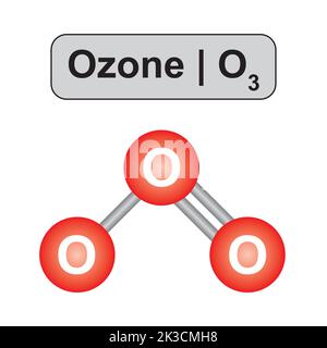 Molekulares Modell des Ozonmoleküls (O3). Vektorgrafik. Stock Vektor