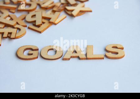 Zieltext auf dem Hintergrund des Deckels. Zielsetzung Konzept. Stockfoto
