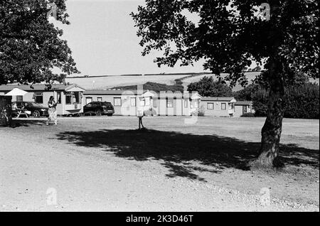 Static Caravan bei karrageen Caravan & Camping Park, Bolberry, Kingsbridge, Vereinigtes Königreich. Stockfoto