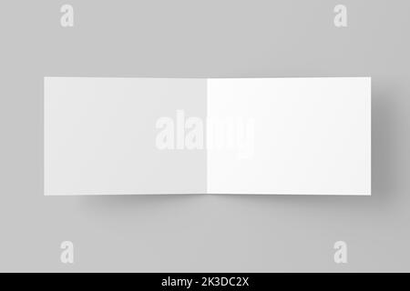A4 A5 A6 Einladungskarte im Hochformat gefaltet mit Briefumschlag 3D Weißes, unbeschriftetes Mockup Stockfoto