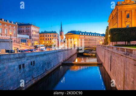 Stockholms historisches Stadtzentrum, Abendansicht, Hauptstadt von Schweden Stockfoto