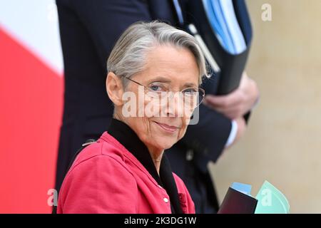 Paris, Frankreich. 26. September 2022. Ministerrat. Elisabeth Borne Premierministerin von Frankreich. Der Elysée-Palast in Paris, Frankreich am 26. September 2022. (Foto von Lionel Urman/Sipa USA). Quelle: SIPA USA/Alamy Live News Stockfoto