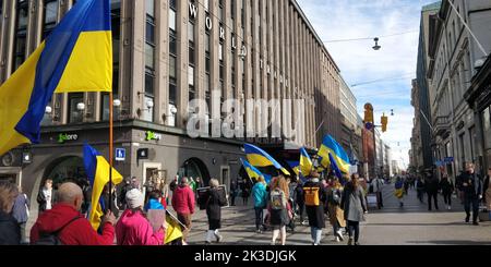 Helsinki, Ukraine, 25/09/2022, ukrainischer Protest gegen Russland in Helsinki.Quelle: VAMI Raitas/ Alamy live News Stockfoto