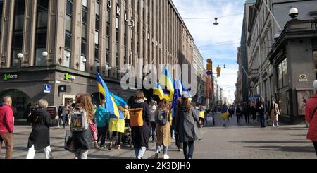 Helsinki, Ukraine, 25/09/2022, ukrainischer Protest gegen Russland in Helsinki.Quelle: VAMI Raitas/ Alamy live News Stockfoto