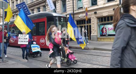 Helsinki, Ukraine, 25/09/2022, ukrainischer Protest gegen Russland in Helsinki.Quelle: VAMI Raitas/ Alamy live News Stockfoto