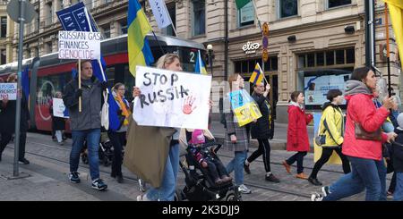 Helsinki, Ukraine, 25/09/2022, ukrainischer Protest gegen Russland in Helsinki.Quelle: VAMI Raitas/ Alamy live News Stockfoto