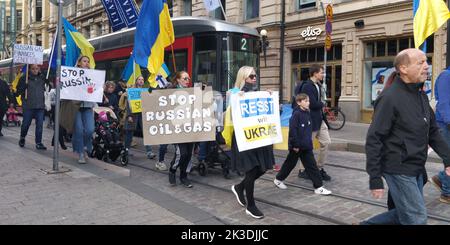 Helsinki, Ukraine, 25/09/2022, ukrainischer Protest gegen Russland in Helsinki.Quelle: VAMI Raitas/ Alamy live News Stockfoto