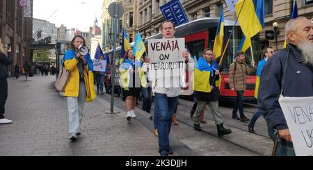 Helsinki, Ukraine, 25/09/2022, ukrainischer Protest gegen Russland in Helsinki.Quelle: VAMI Raitas/ Alamy live News Stockfoto