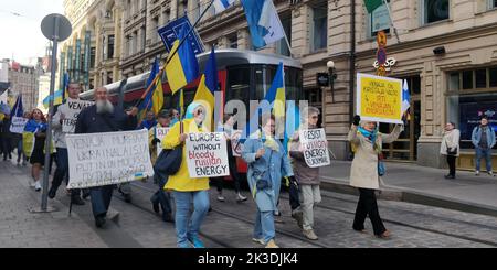 Helsinki, Ukraine, 25/09/2022, ukrainischer Protest gegen Russland in Helsinki.Quelle: VAMI Raitas/ Alamy live News Stockfoto