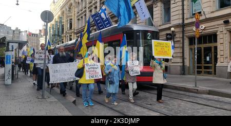 Helsinki, Ukraine, 25/09/2022, ukrainischer Protest gegen Russland in Helsinki.Quelle: VAMI Raitas/ Alamy live News Stockfoto