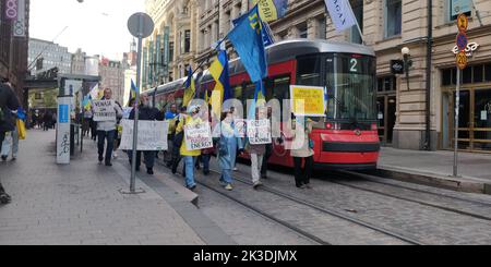 Helsinki, Ukraine, 25/09/2022, ukrainischer Protest gegen Russland in Helsinki.Quelle: VAMI Raitas/ Alamy live News Stockfoto