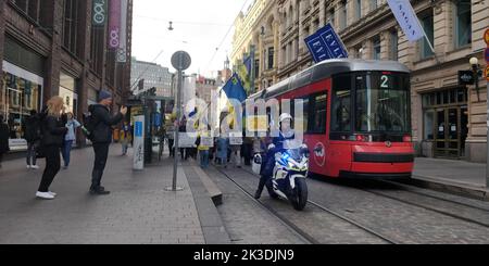 Helsinki, Ukraine, 25/09/2022, ukrainischer Protest gegen Russland in Helsinki.Quelle: VAMI Raitas/ Alamy live News Stockfoto