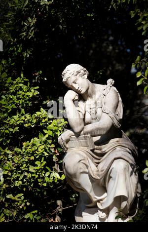 Eine der vielen Statuen, die die Boboli-Gärten im Palazzo Pitti in Florenz schmücken. Stockfoto