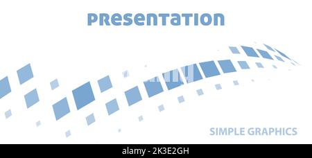 Abstrakte Präsentationsvorlage mit geschwungenen Reihen aus blauen Quadraten. Einfache Vektorgrafiken Stock Vektor