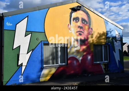 Graffiti an der Wand, Athy, County Kildare, Irland Stockfoto