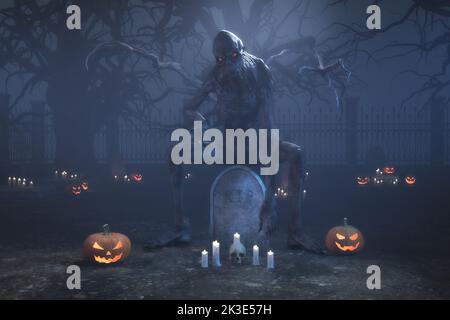 Künstlerische 3D Illustration einer halloween-Szene Stockfoto