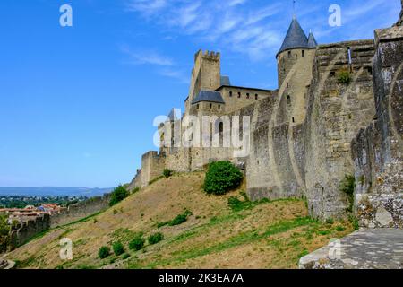 Spiralen an der Wand des Schlosses von Carcassonne, Frankreich, Europa Stockfoto