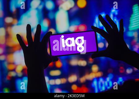 Brasilien. 26. September 2022. In dieser Abbildung wird das Logo der Insurance Australia Group Limited (IAG) auf einem Smartphone angezeigt. (Foto von Rafael Henrique/SOPA Images/Sipa USA) Quelle: SIPA USA/Alamy Live News Stockfoto