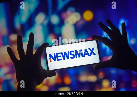 Brasilien. 26. September 2022. In dieser Fotobilder wird das Newsmax-Logo auf einem Smartphone angezeigt. (Foto von Rafael Henrique/SOPA Images/Sipa USA) Quelle: SIPA USA/Alamy Live News Stockfoto