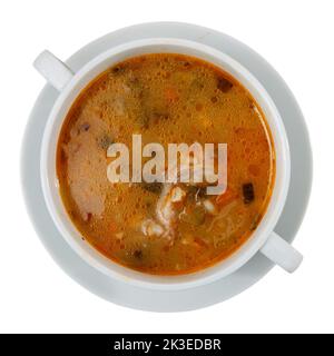 Traditionelle russische Suppe rassolnik mit Rindfleisch Stockfoto