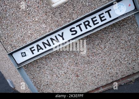 Fanny Street Road Schild in Cardiff South Wales UK Stockfoto