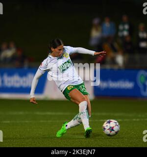 Stockholm, Schweden. 26. September 2022. Stockholm, Schweden, 26. 2022. September: Kyra Cooney-Cross (19 Hammarby) während des Spiels in der Schwedischen Liga OBOS Damallsvenskan am 26. 2022. September zwischen Hammarby IF und Linkoping FC bei Hammarby IP in Stockholm, Schweden (Peter Sonander/SPP) Quelle: SPP Sport Pressefoto. /Alamy Live News Stockfoto