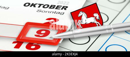 Deutscher Kalender 2022 Sonntag 9. Oktober Wahlen Niedersachsen Stockfoto