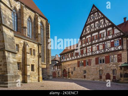 Blick auf die alte Kessler Weinfabrik in der historischen Altstadt Esslingen. Baden Württemberg, Deutschland, Europa Stockfoto