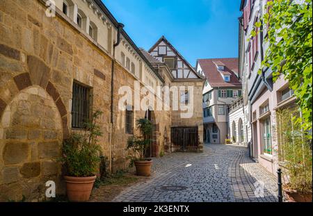 Romantische Straßen in der Altstadt von Esslingen am Neckar. Baden Württemberg, Deutschland, Europa Stockfoto