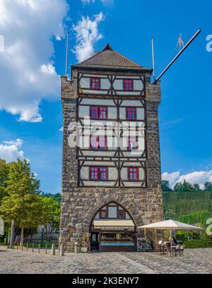 Schelztorturm mittelalterlicher Torturm in Esslingen am Neckar. Baden Württemberg, Deutschland, Europa Stockfoto